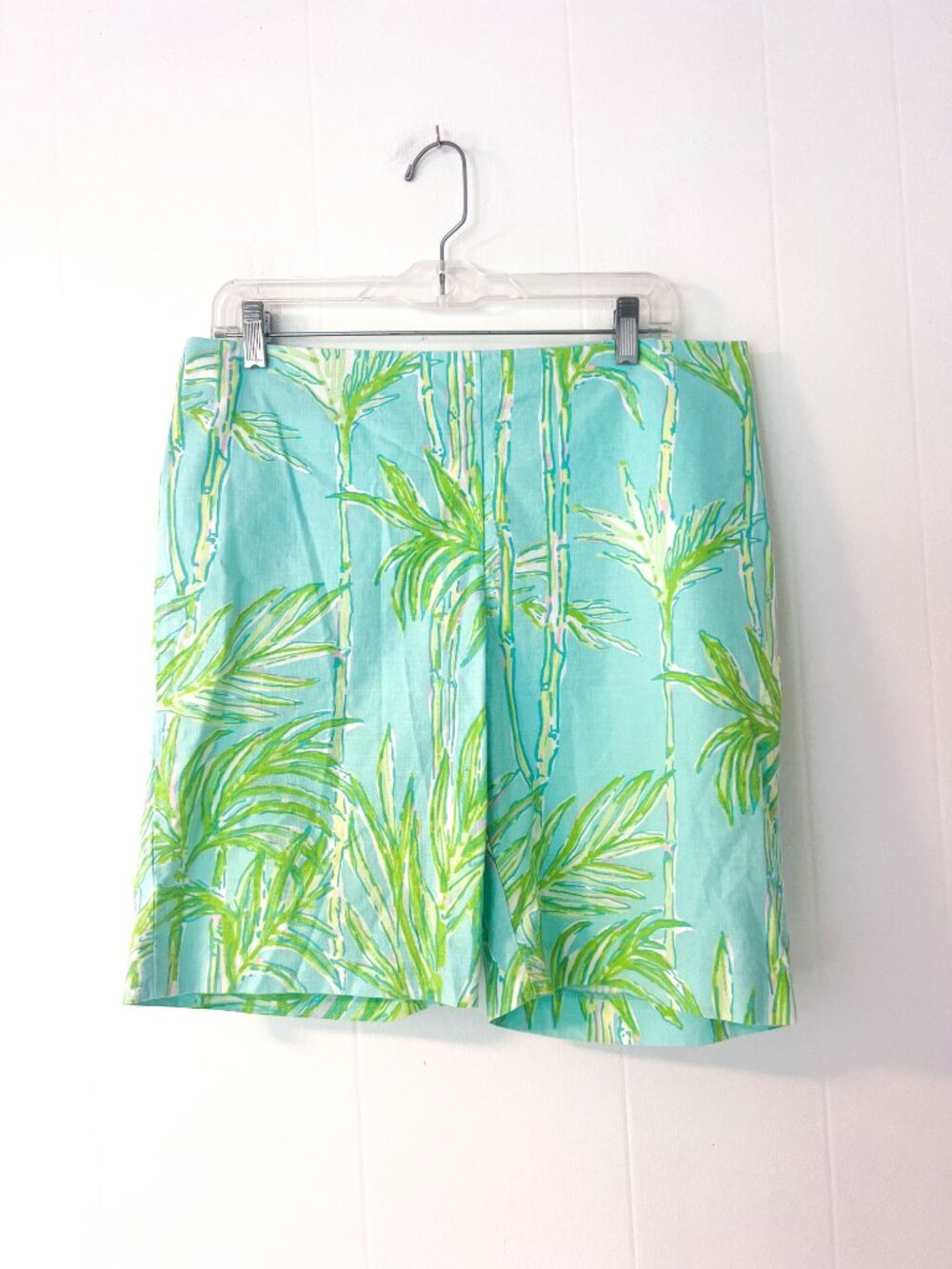 Lilly Pulitzer Resort Fit Bamboo Palm Shorts Side Zip 10" Inseam Cotton Size 12 - Picture 2 of 9